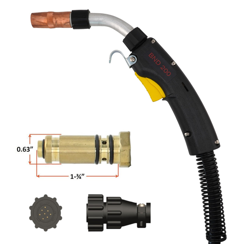 bernard centerfire btb mig gun with connection for esab rebel