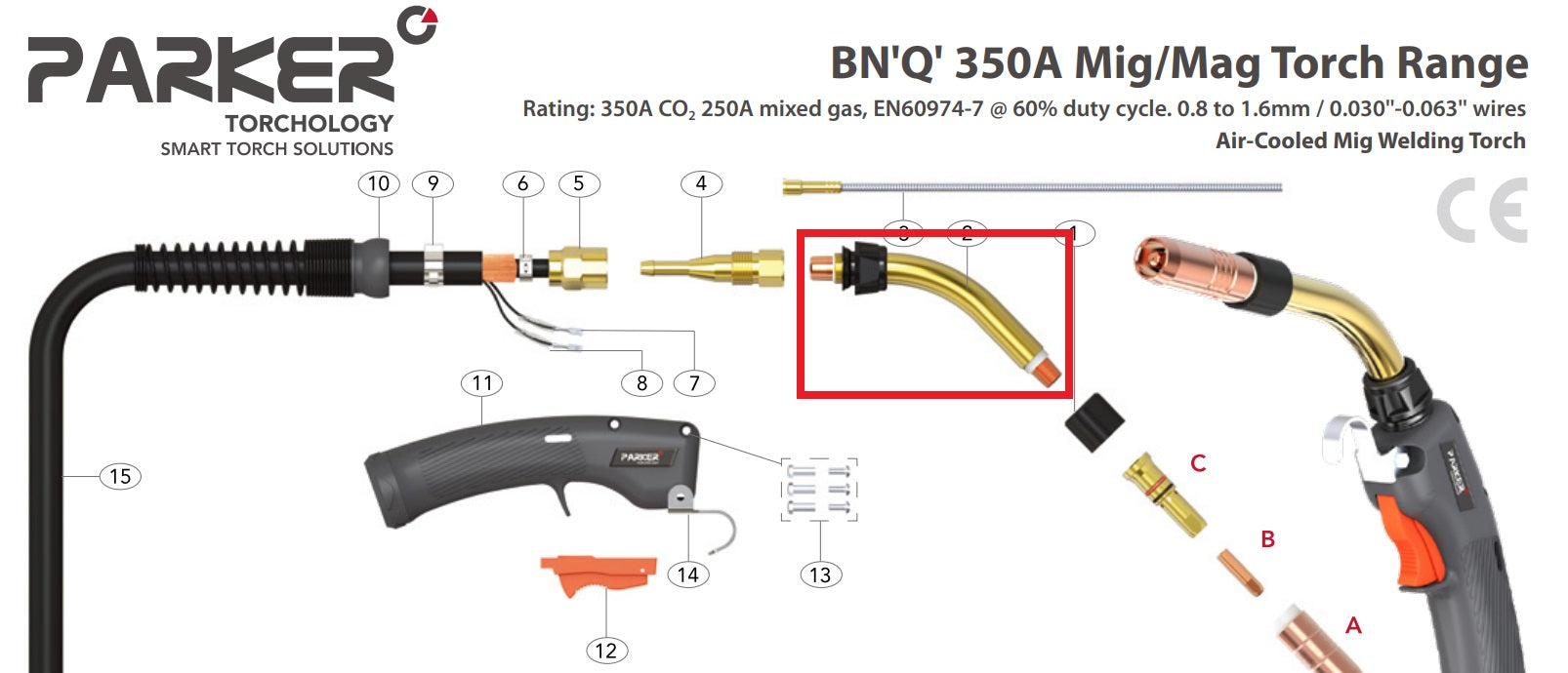 parts diagram of bernard q gun with bernard q gun swan neck qt3-60 highlighted