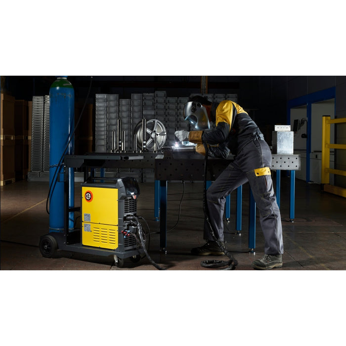 welder performing a tig weld on a welding table using cea matrix x power source