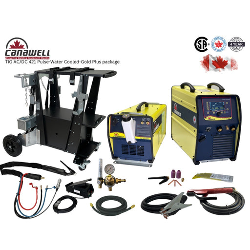 sub components of 400 amp acdc tig welder displayed out as package