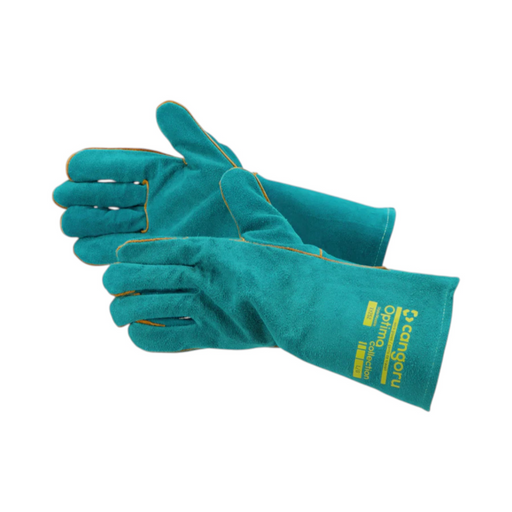 Side view of teal Cangoru Optima Intermittent MIG/Light-Medium Fabrication Gloves