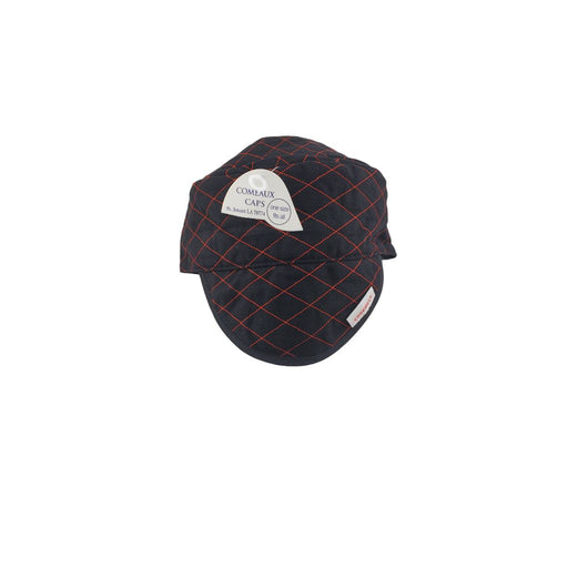 Comeaux Caps Black quilted Red Stitching
