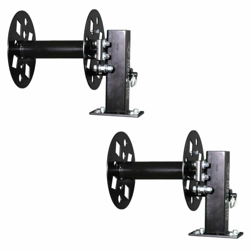 set of two diamond lead reels from back showing bolts for lug connections