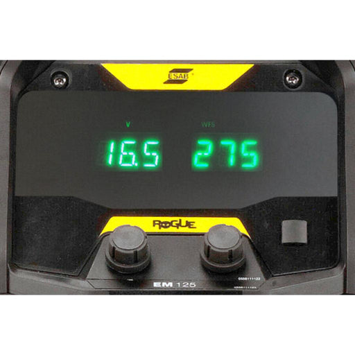 control screen of esab rogue em 125 mig welder