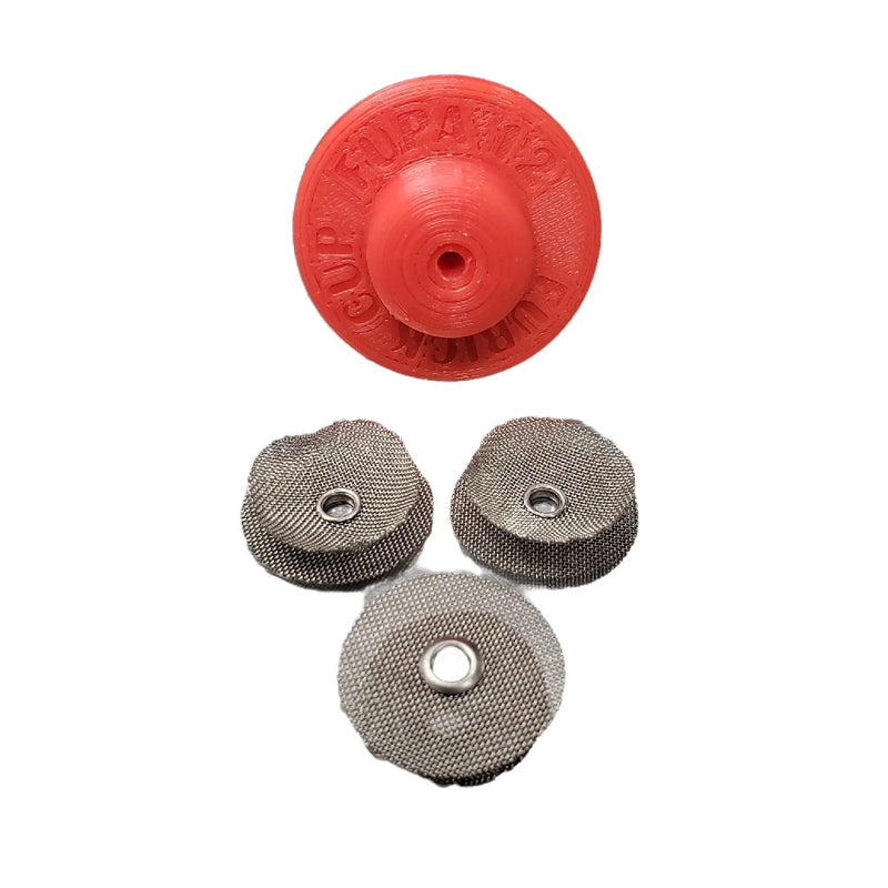 furick diffuser install kit with red installation tool and 3 diffuser screens all with 1/8" tungsten hole