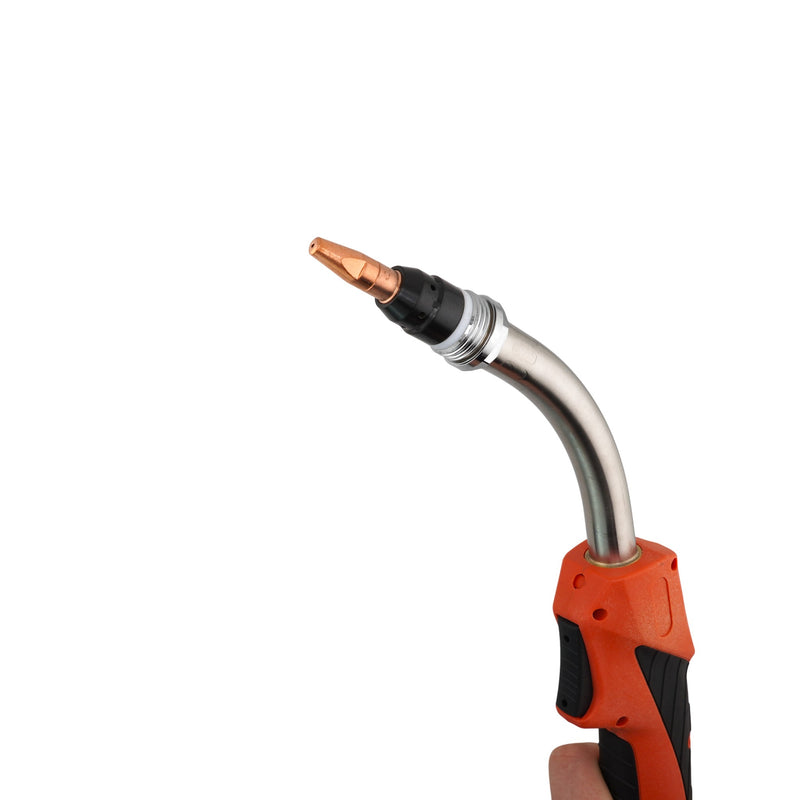 fronius mtg 320 mig gun with the nozzle removed zoomed in on M8 contact tip