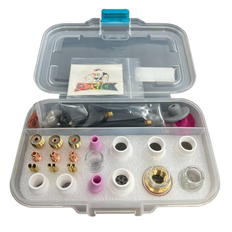 top down view of furick cup starter kit clearly showing ceramic glass and pink tig cups