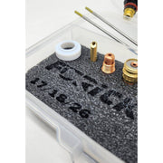 close zoom in on furrick gas lens inside consumables case