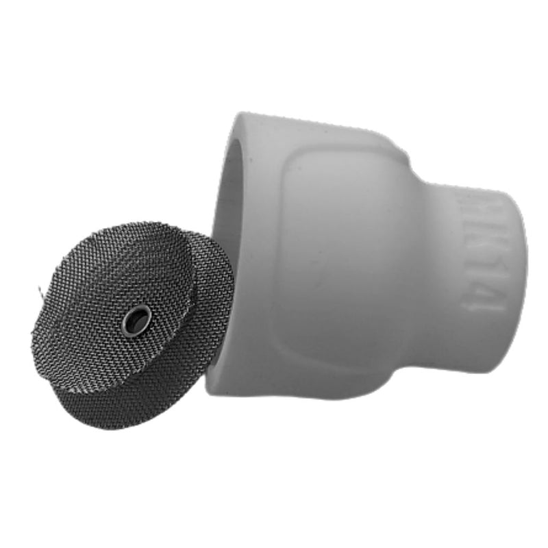 white ceramic tig cup with a gas diffuser layingnext to it