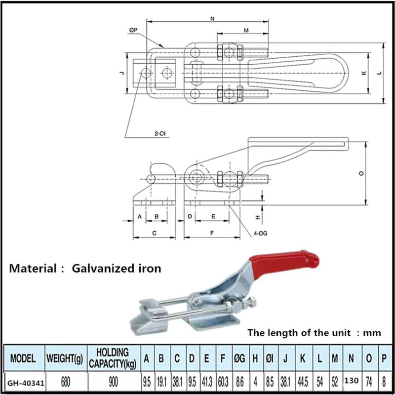 GH-40341-SS Stainless Steel Latch StyleToggle Clamp