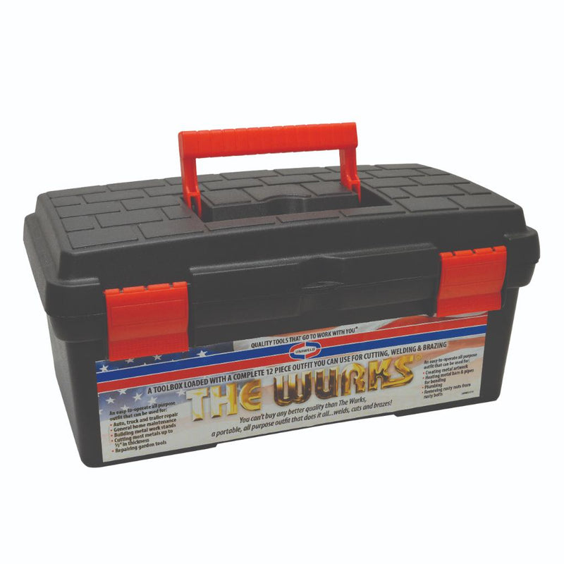 toolbox with "the wurks" on the front