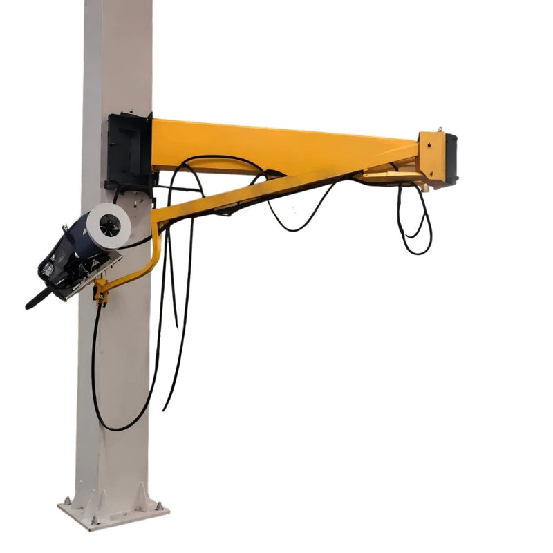Welding boom mounted to structural column