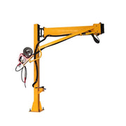Floor mounted hydraulic welding boom with elbow joint bent