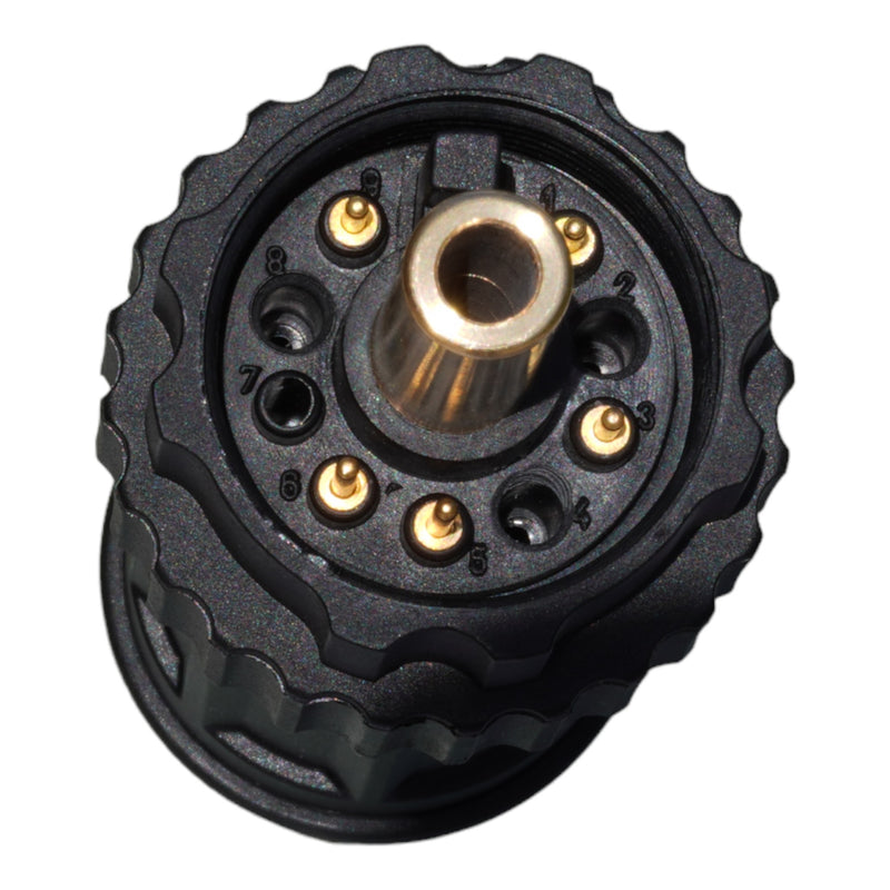 close up of backend of lincoln tomahawk plasma torch showing pin locations