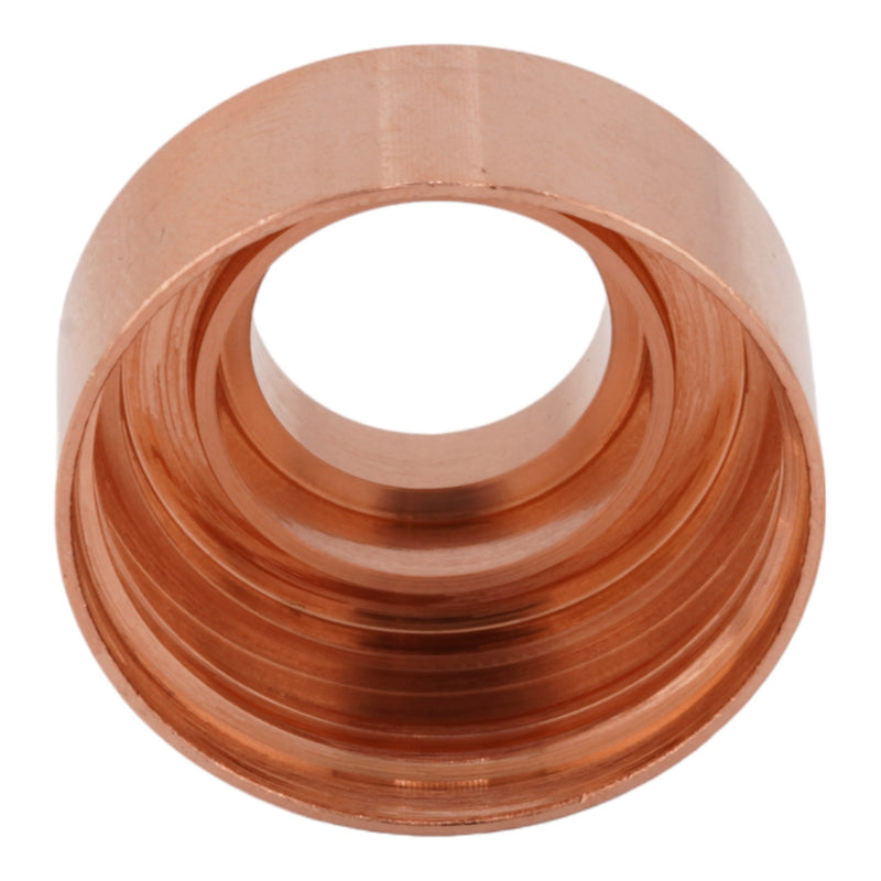 rear angle of intellicut brand hypertherm style 220931 precision cut deflector showing threads for connection to shield body