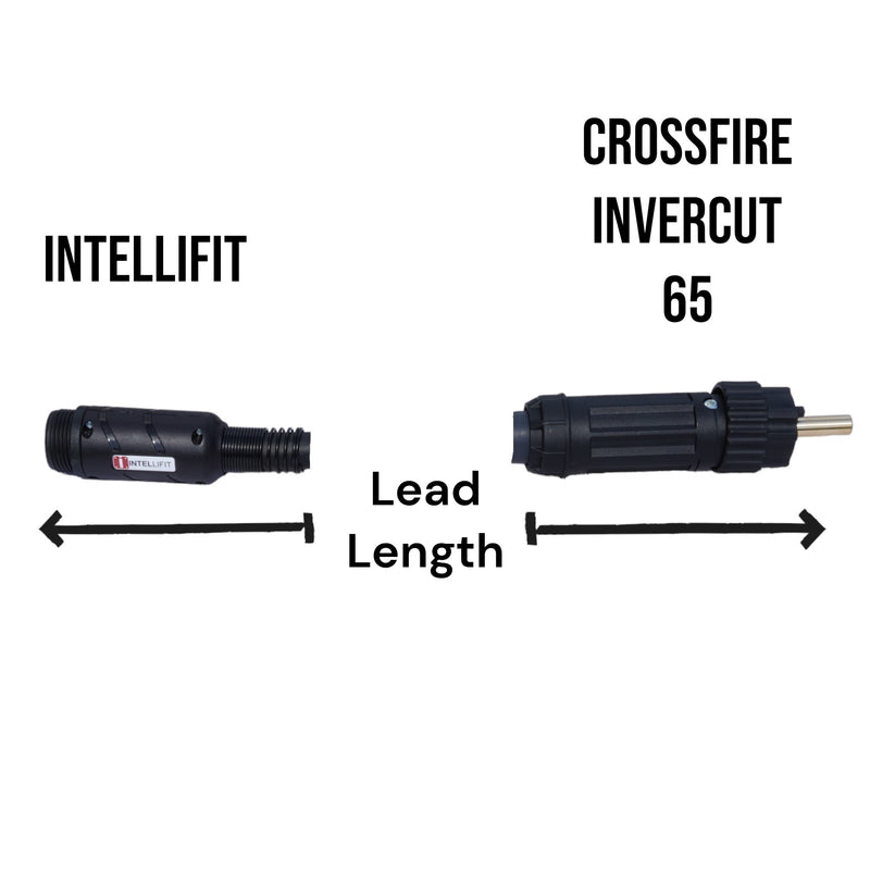 Diagram showing how intellifit leads connect to crossfire invercut 65 and intellifit torch