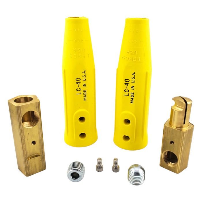 Yellow Lenco LC-40 cable connectors with male and female adapters