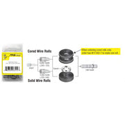 Diagram showing replacement drive roll kit parts for old lincoln wire feeder