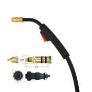 Miller connection components for M-15 Miller style air cooled MIG Gun rated 150 Amps 60% CO2/90A mixed gases.  12ft hose Miller connector. SKU 169591