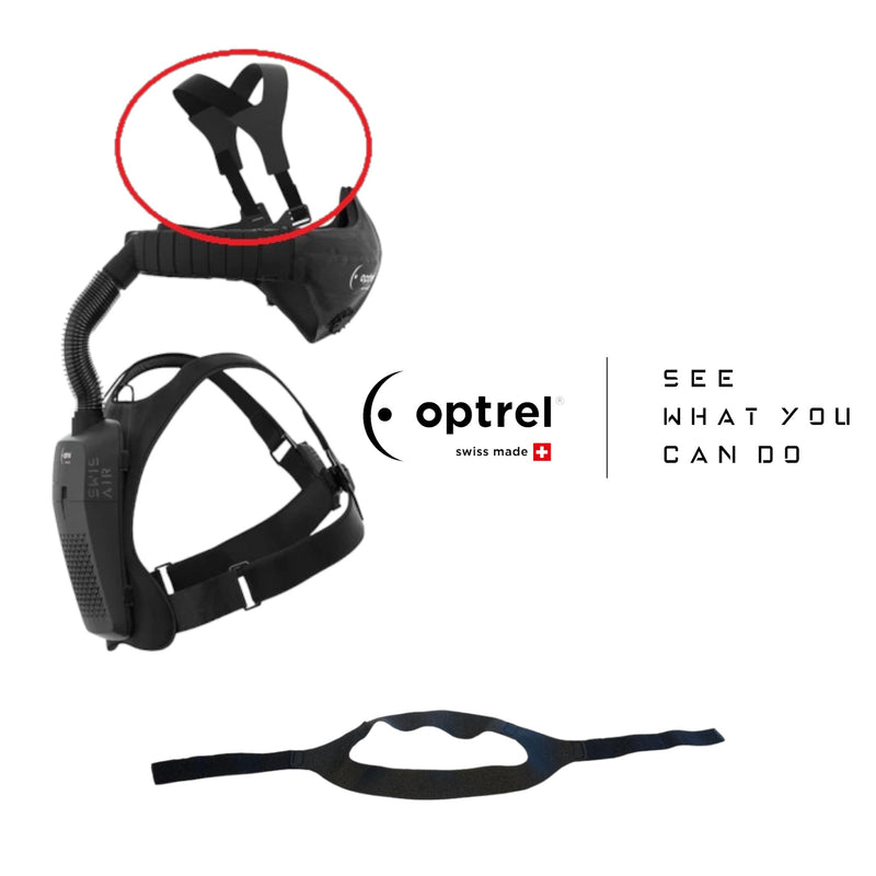 Optrel Swiss Air unit with headband circled including Optrel logo
