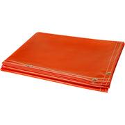 Orange welding curtain folded