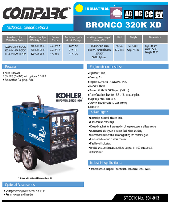 Product specification sheet for Bronco 320