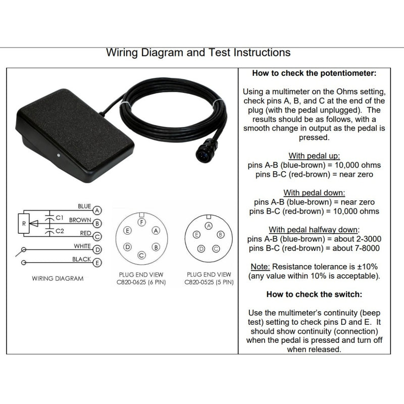 wiring diagram for lincoln 6 pin foot pedal amperage control