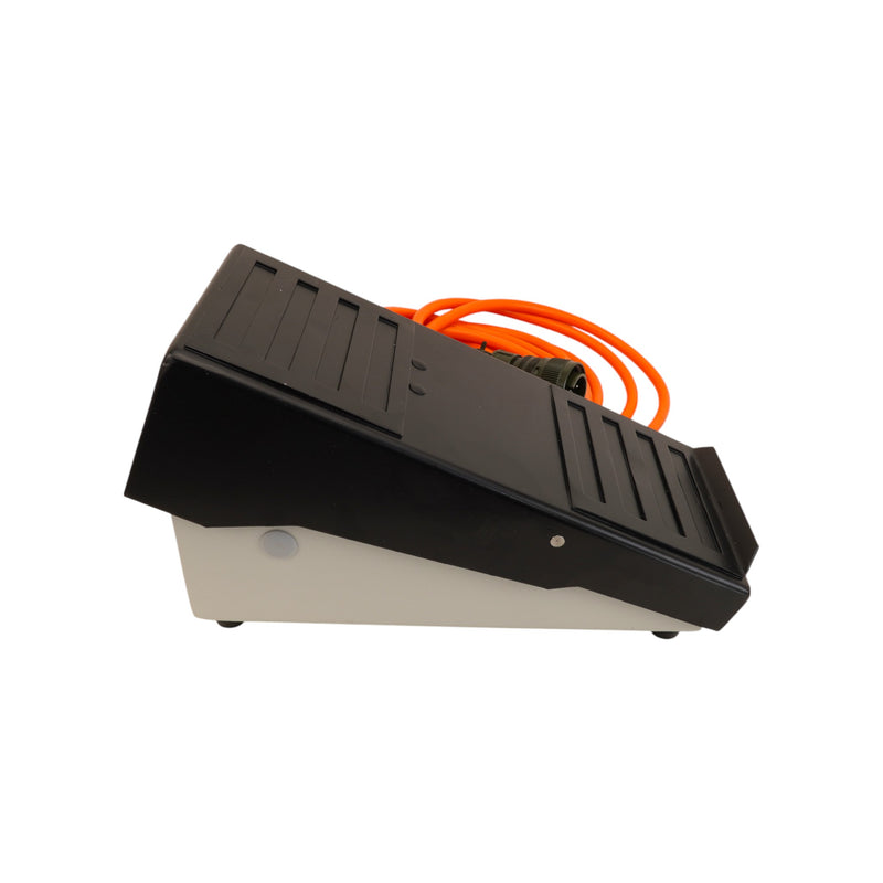 side angle of tig welding foot pedal showing heel rest