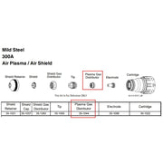 cut chart diagram with 35-1044 plasma gas distributor highlighted