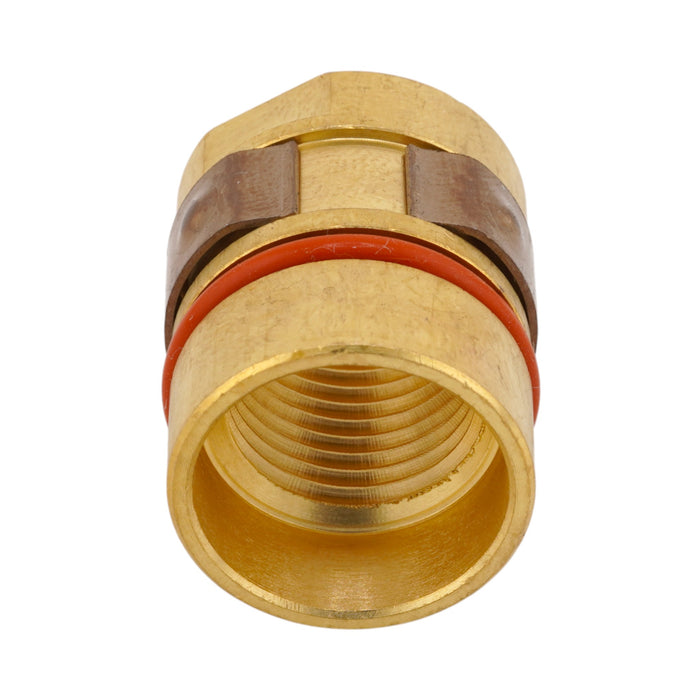 Front view of brass construction tregaskiss 402-3 nozzle retainer