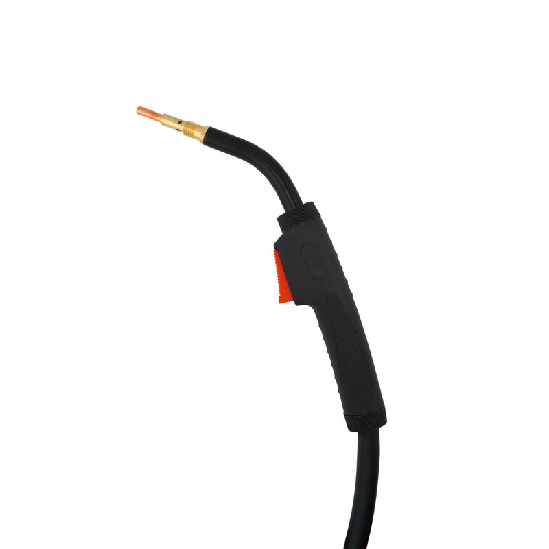 lincoln powermig welding gun with nozzle removed to show contact tip