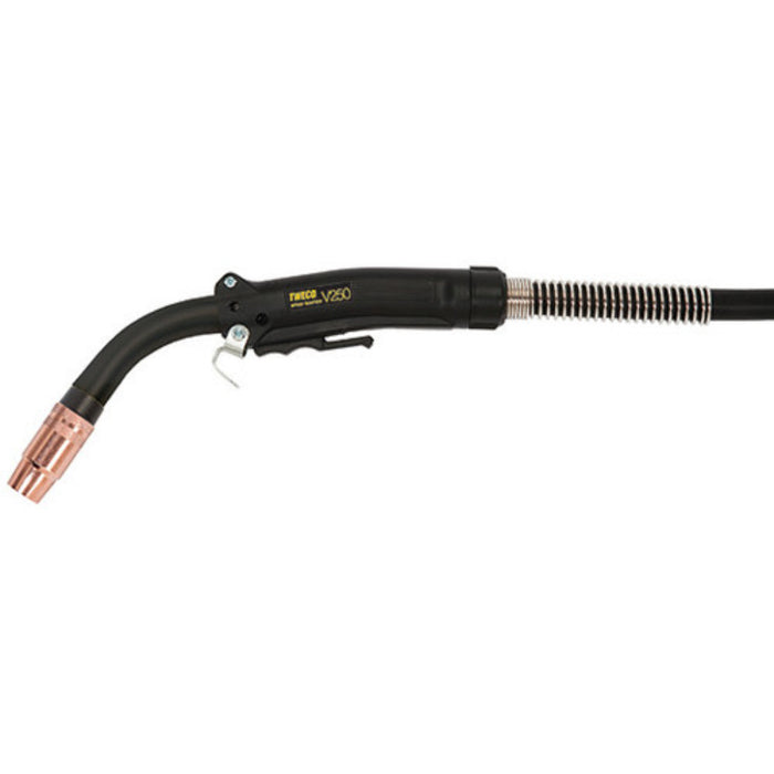 tweco velocity mig gun showing stainless steel strain relief on cable