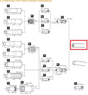 parts diagram of tweco #2 mig gun with conductor tube swan neck highlighted