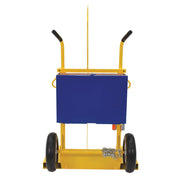 rear view of side by side cylinder cart with lifting hook and blast wall