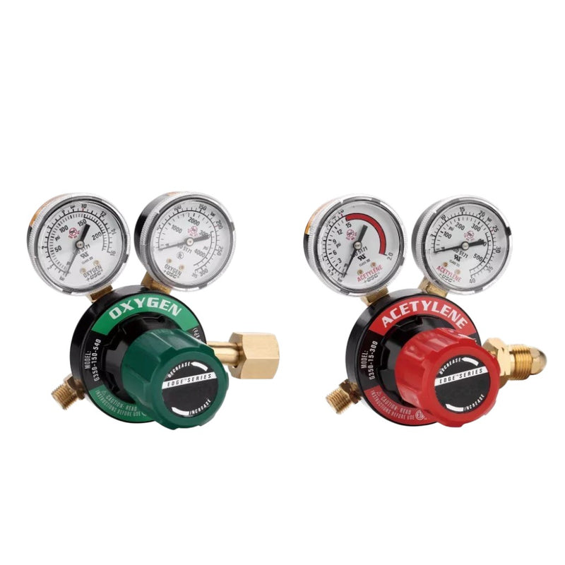 side by side victor g350 style oxygen and acetylene regulator