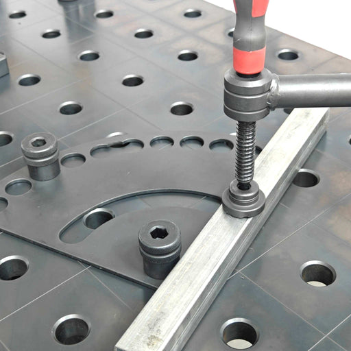 View of Angle Alignment Template for 16mm Welding Tables in use