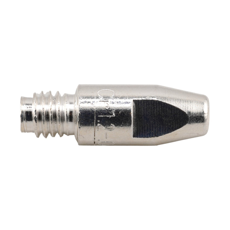 Side view of Binzel style M8 heavy duty silver contact tip 147.0445
