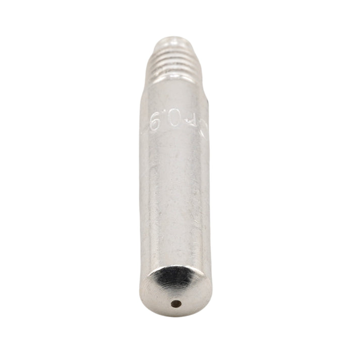 Front view of CuCrZr ultra duty silver coated Tweco style 14 series 14H-35Z (Silver) contact tip