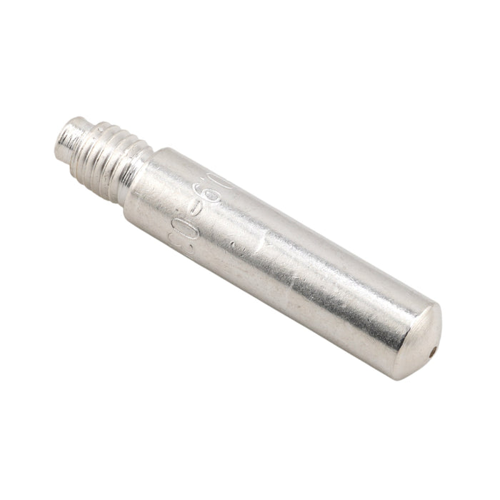 Isometric front view of CuCrZr ultra duty silver coated Tweco style 14 series 14H-35Z (Silver) contact tip