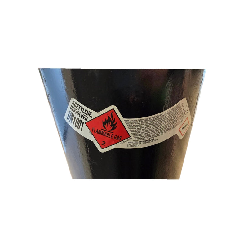 Label view of Weldready 145 Cubic Foot Cylinder Filled with Acetylene