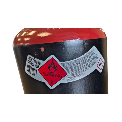 Label view of Weldready 75 Cubic Foot Cylinder Filled with Acetylene