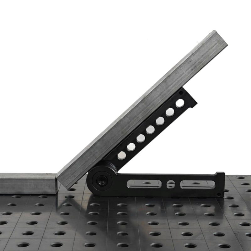 View of Universal Mechanical Clamping Angle in use on 16mm welding table