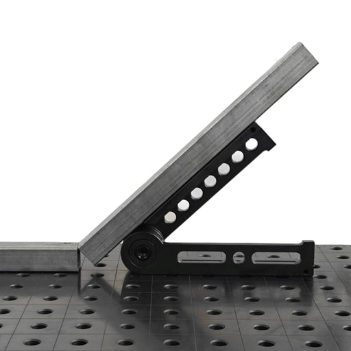 View of Universal Mechanical Clamping Angle in use on 16mm welding table