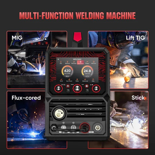 Graphic displaying the YesWelder Firstess DP200 4-in-1 options