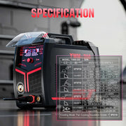 Graphic showcasing the specifications of the YesWelder YWM-200 welder