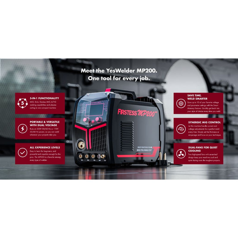 graphic of yeswelder mp200 showing key features