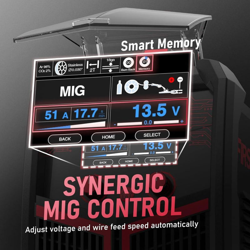 example screen of synergic controls for mig welding with yeswelder