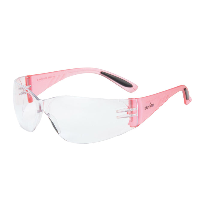 clear safety glasses with pink arms