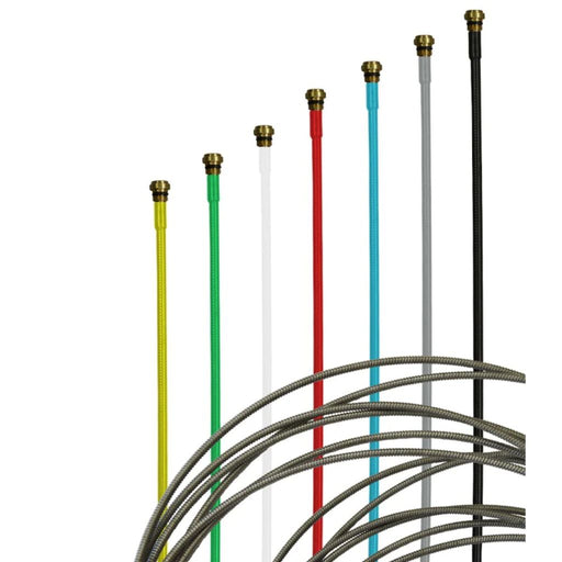 a series of 7 MIG gun liner ends showing various color for different wire diameters and materials