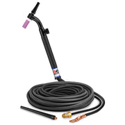 CK Worldwide 9 Flex Head TIG Torch with gas valve and 25 foot superflex power cable